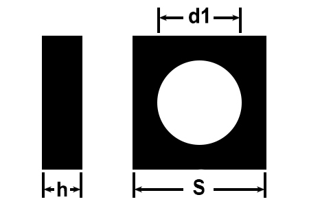 BZP Square Roof Nut Schematic