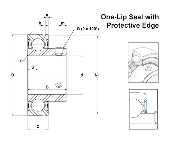 SNR CUS Series Bearing Insert Schematic