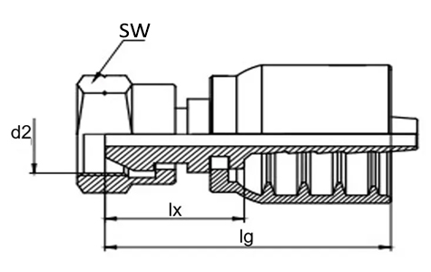 DKROPF One Piece Hose Fitting Schematic