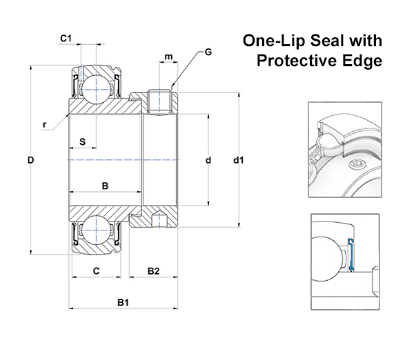SNR ES-N Series Bearing Insert Schematic