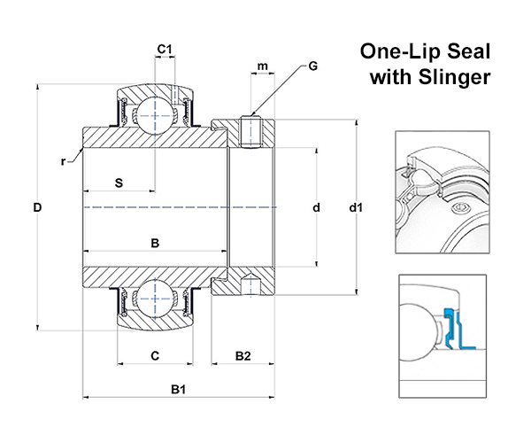 SNR EX Series Bearing Insert Schematic