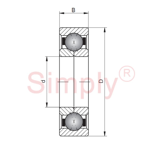 Schematic Four point contact bearing with separable outer raceway