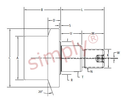 Carter Flanged Eccentric Hi-Roller Bearing Schematic Drawing