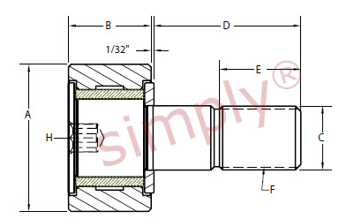 Carter Neverlube Hexed Cam Follower Bearing Schematic Drawing