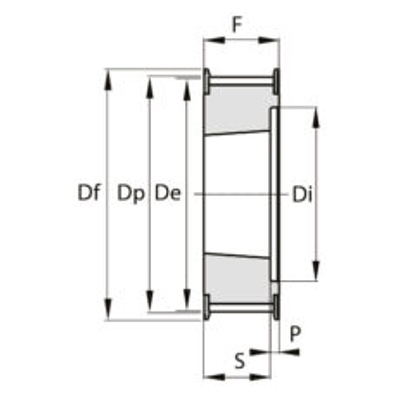 5F Type Polychain / Synchrochain Pulley Schematic