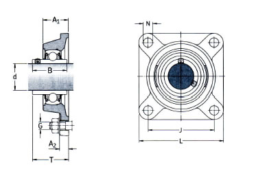 SKF High Temperature 4 Bolt Square Housing and Insert