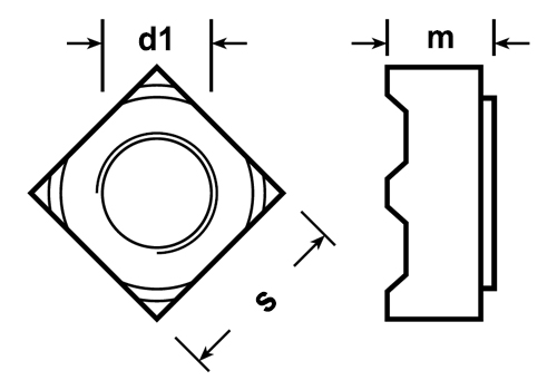 SC Square Weld Nut Schematic