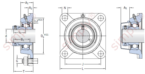Flanged Unit with a Square Cast Housing and an Eccentric Collar