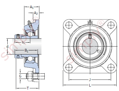 Flanged Unit with a Square Housing and Eccentric Collar