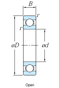 Open type deep groove ball bearing