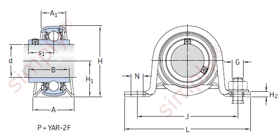 Pillow / Plummer Block Unit with a Pressed Steel Housing and Grub Screws