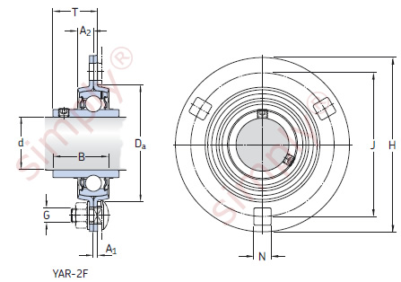 Flanged Unit with Pressed Steel Housing with Grub Screws