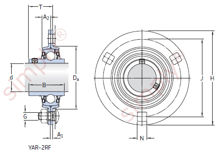 Flanged Unit with Pressed Steel Housing with Grub Screws
