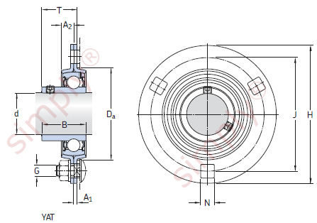Flanged Unit with Pressed Steel Housing with Grub Screws