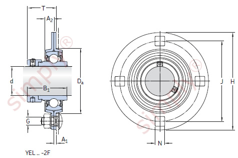 Flanged Unit with Pressed Steel Housing with Eccentric Collar