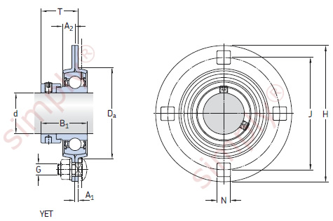 Flanged Unit with Pressed Steel Housing with Eccentric Collar