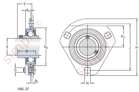 Flanged Unit with Pressed Steel Housing with Grub Screws