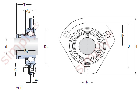 Flanged Unit with Pressed Steel Housing with Eccentric Collar