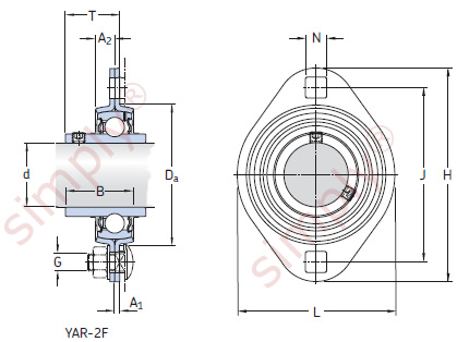 Flanged Unit with Pressed Steel Housing with Grub Screws