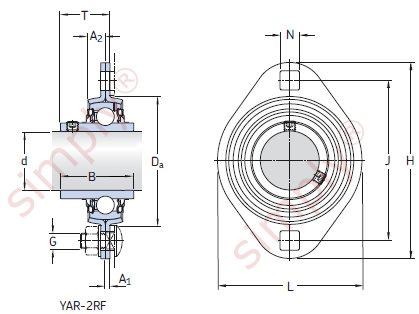Flanged Unit with Pressed Steel Housing with Grub Screws
