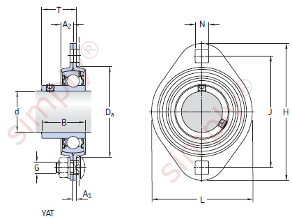 Flanged Unit with Pressed Steel Housing with Grub Screws