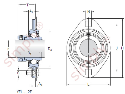 Flanged Unit with Pressed Steel Housing with Eccentric Collar