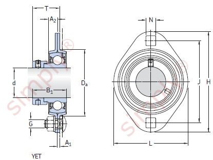 Flanged Unit with Pressed Steel Housing with Eccentric Collar