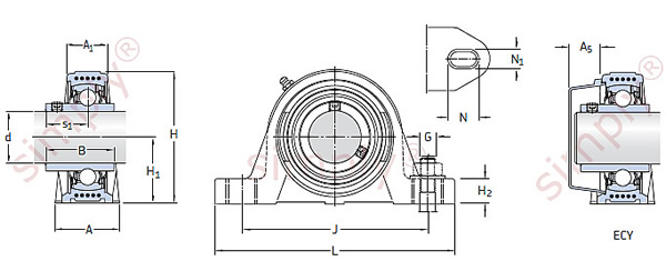 Pillow / Plummer Block Unit with Grub Screws and Food-Grade Grease