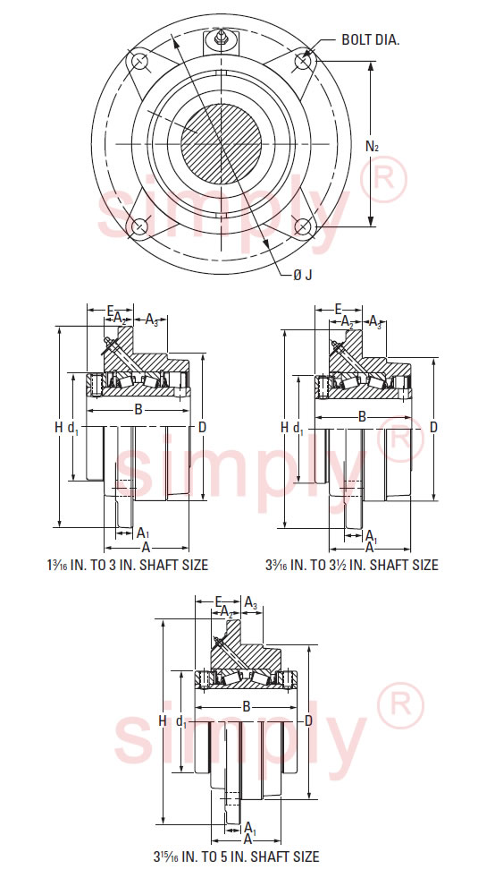 Timken 4 bolt pilot flanged housing with integral taper roller bearings and seals