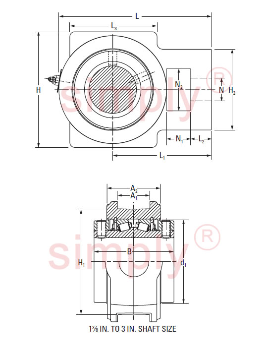 Timken take up housing with integral taper roller bearings and seals