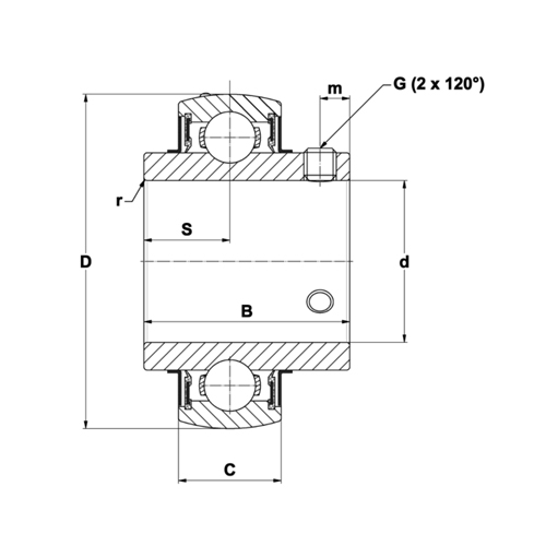 SNR SUC-FG1 Series Bearing Insert Schematic