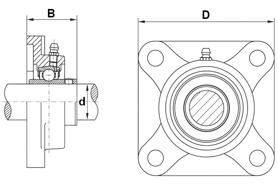 UCF 4 Bolt Square Housing Schematic