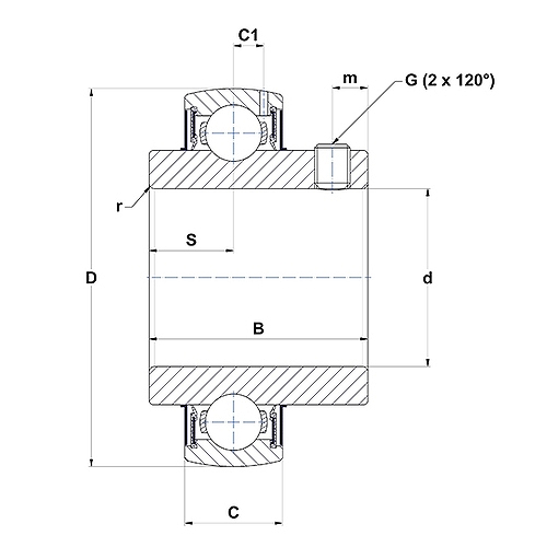 SNR UCX Series Bearing Insert Schematic