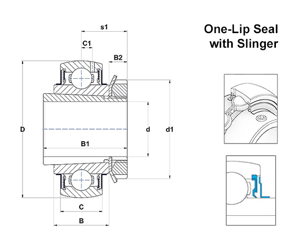 SNR UK-H Series Bearing Insert Schematic