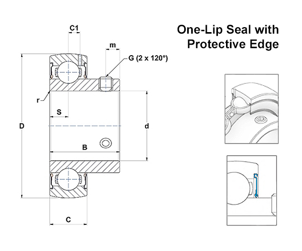 SNR US-T20 Series Bearing Insert Schematic