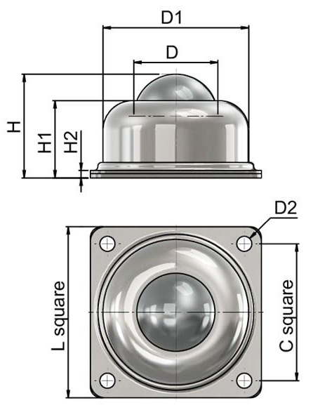 4 Hole Ball Transfer