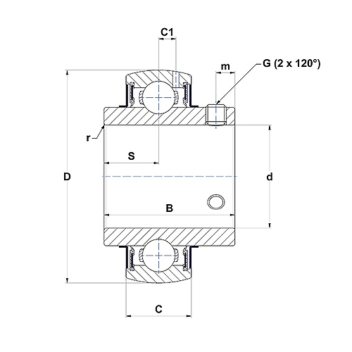 SNR ZUC-FG Series Bearing Insert Schematic