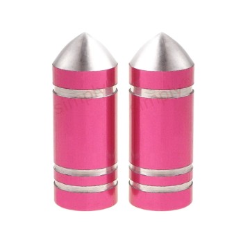 Pack of 2 Pink Bullet Valve Caps Schrader Type