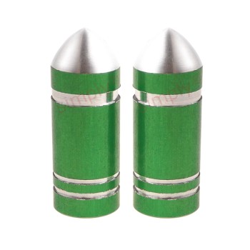 Pack of 2 Green Bullet Valve Caps Schrader Type