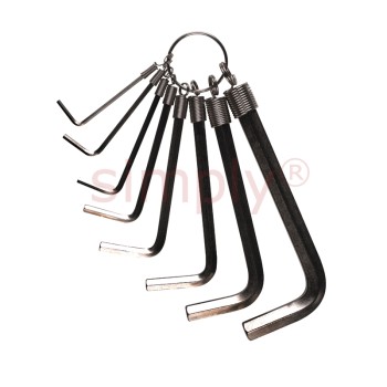 Set of 8 Hexagonal Key Ring Wrenches In a Range of Popular Bicycle Sizes