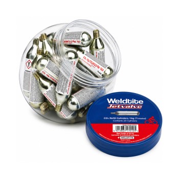 Jar of 25 Jetvalve (16g) CO2 Tyre Inflation Threaded Refill Gas Cylinders