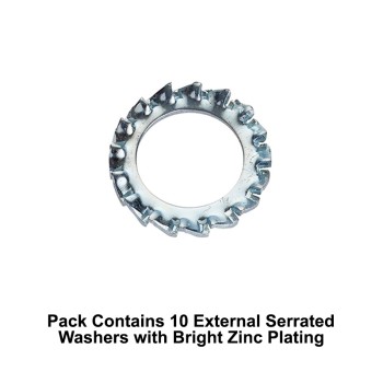 Unifix M10x18x0.9mm External Serrated Washers DIN 6798A with Bright Zinc Plated Finish