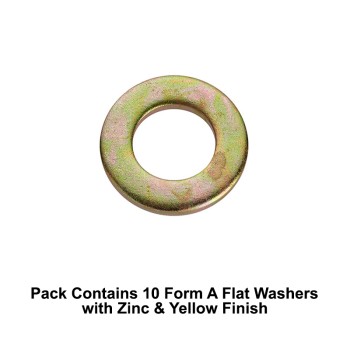 Unifix M20x37x3mm Form A Flat Washers DIN 125A with Zinc and Yellow Finish - Allow 2-3 Days