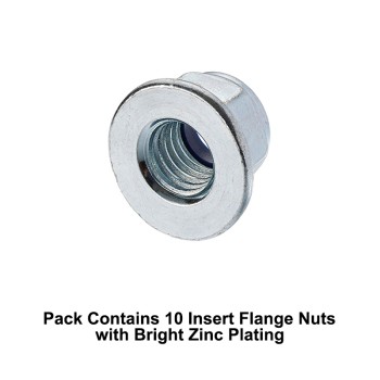 Unifix M10x15 - Class 8 Steel Insert Flange Nuts DIN 6926 with 1.5mm Pitch and Bright Zinc Plated Finish