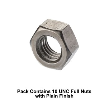 Unifix 1/2-13 UNCx0.75 - Grade 1 Steel Full Nuts BS 1768 with 13 TPI Pitch and Plain Finish - Allow 2-3 Days