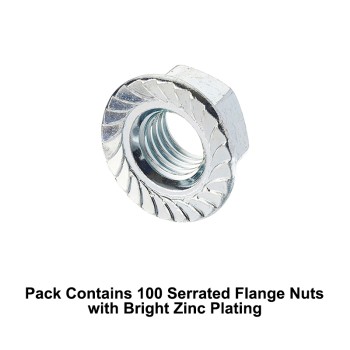 Unifix M4x7 - Class 6 Steel Serrated Flange Nuts DIN 6923 with 0.7mm Pitch and Bright Zinc Plated Finish - Allow 2-3 Days
