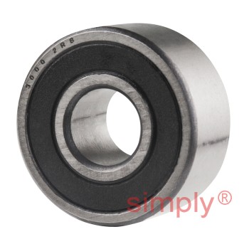 Budget 3000B2RSRTVH Rubber Sealed Double Row Angular Contact Ball Bearing 10x26x12mm