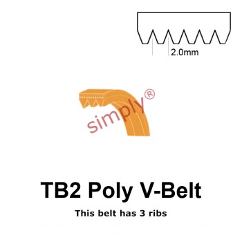 TB2-1186 Megadyne Megarib Polyurethane Poly V-Belt 1186mm/46.7 inch Length - 3 Ribs - Allow 2-3 Days