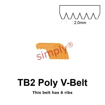 TB2-1186 Megadyne Megarib Polyurethane Poly V-Belt 1186mm/46.7 inch Length - 6 Ribs - Allow 2-3 Days