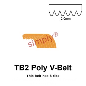 TB2-1186 Megadyne Megarib Polyurethane Poly V-Belt 1186mm/46.7 inch Length - 8 Ribs - Allow 2-3 Days